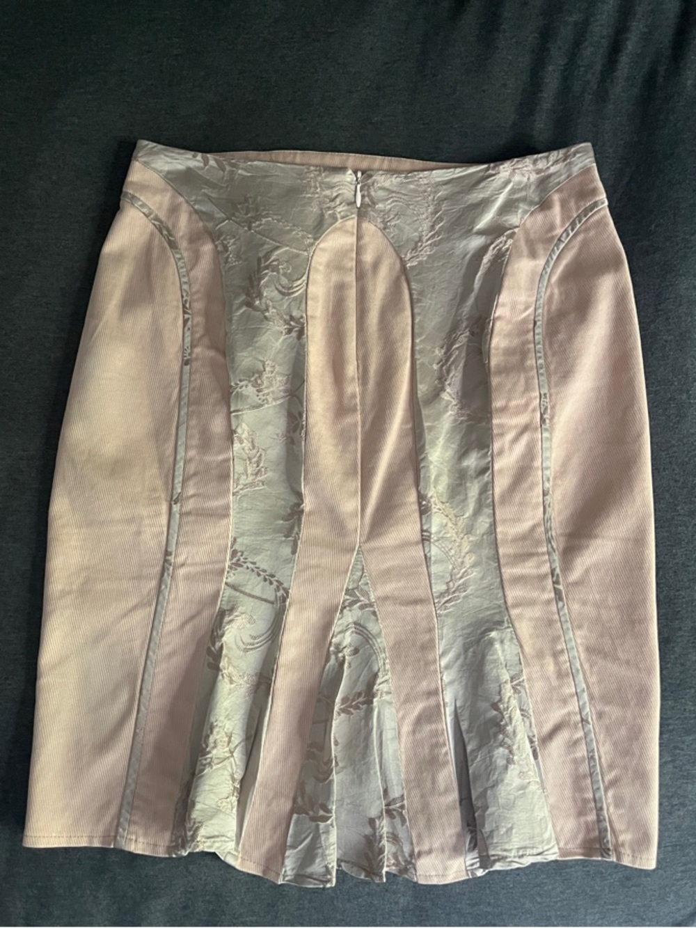 Rebecca Taylor Light Pink Pencil Skirt with silk tail in back. Corduroy corset 4